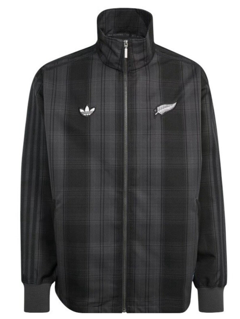 Adidas All Blacks Plaid Woven Firebird Track Top Jacket Gray Black KG4633 XL